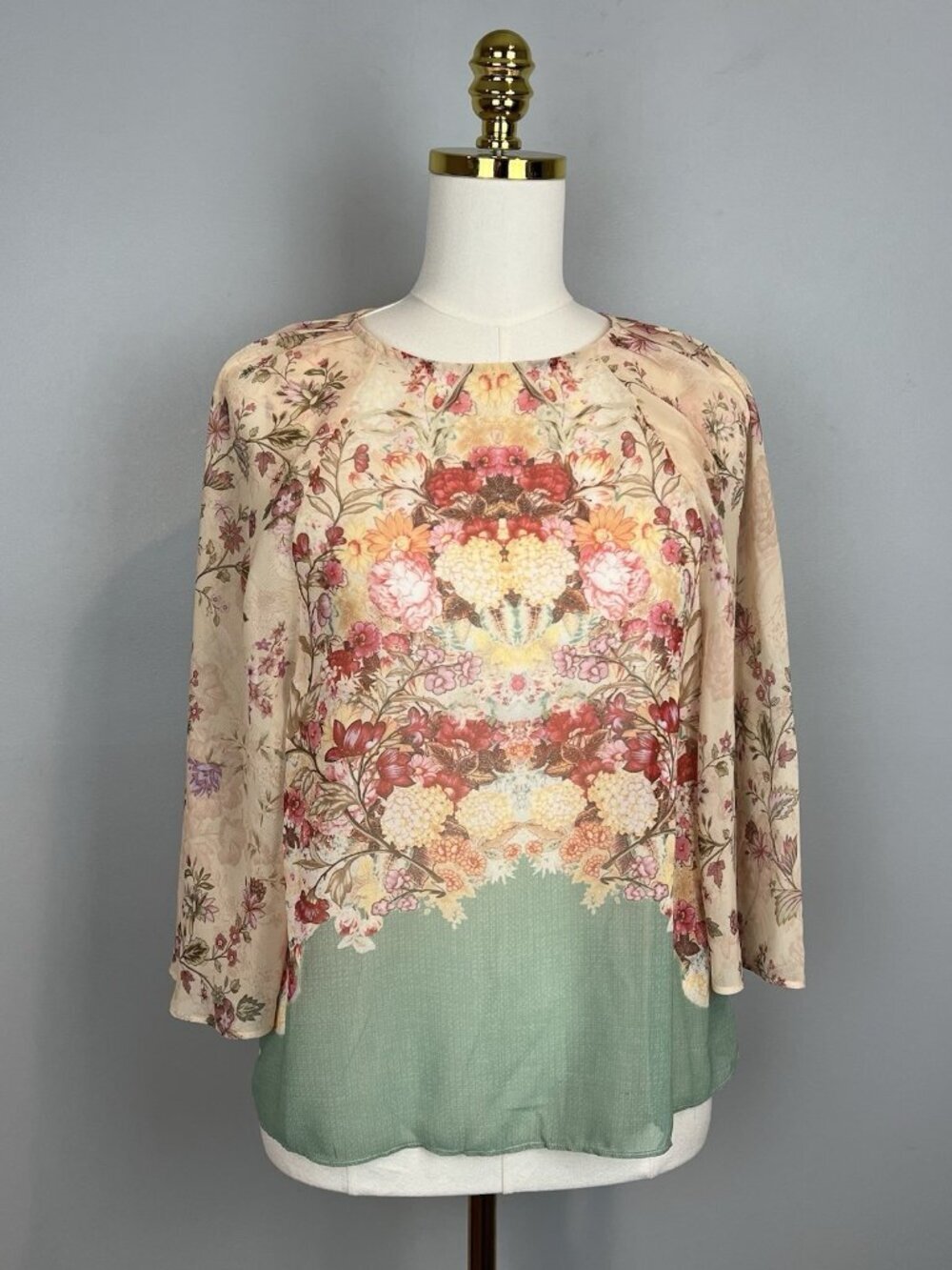 Aarke Ritu Kumar Floral Blouse Womens Size Small Sheer Bohemian Cottagecore